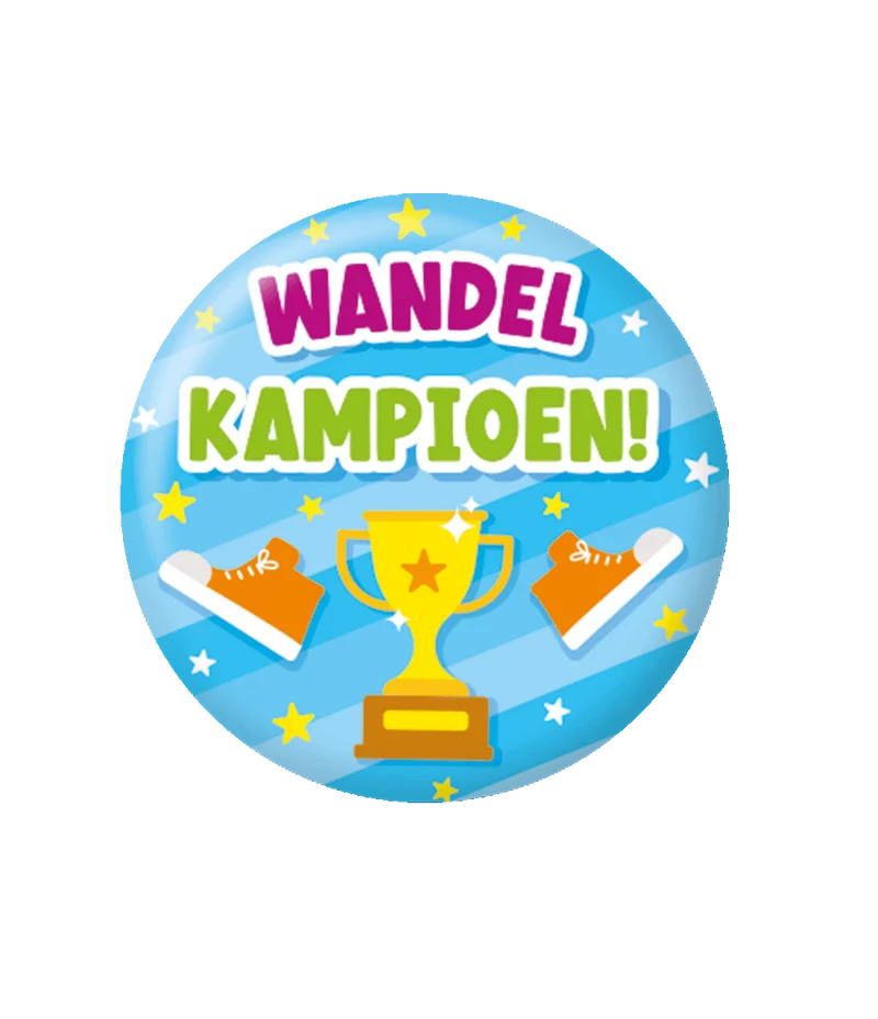 Blauwe Button Wandelkampioen 5,5cm