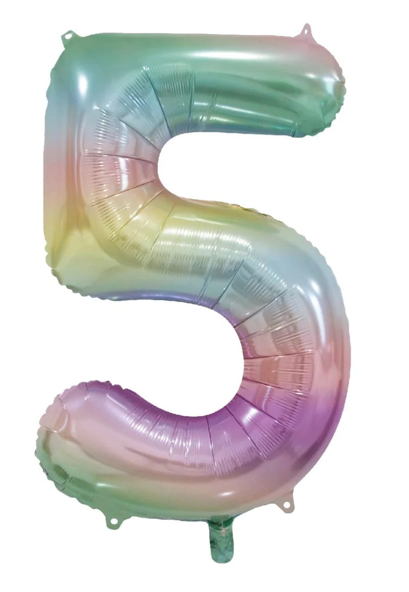 5 Jaar Helium Ballon Regenboog Pastel Leeg 86cm