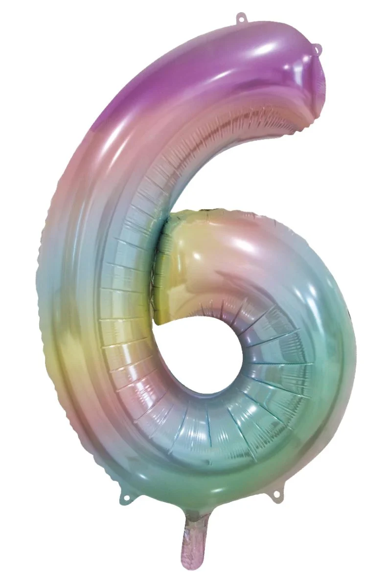 6 Jaar Helium Ballon Regenboog Pastel Leeg 86cm