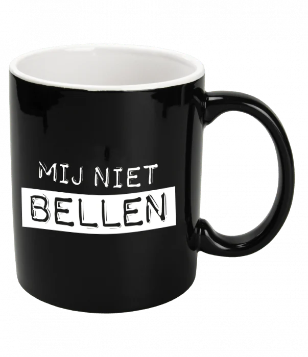 Zwarte Mok Mij Niet Bellen 12cm