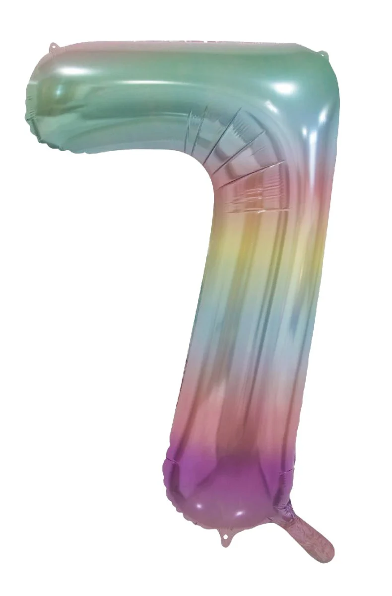 7 Jaar Helium Ballon Regenboog Pastel Leeg 86cm