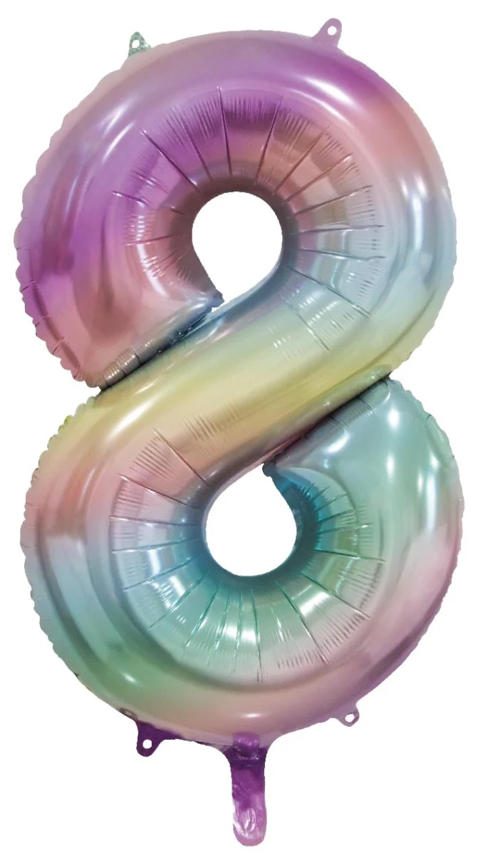 8 Jaar Helium Ballon Regenboog Pastel Leeg 86cm