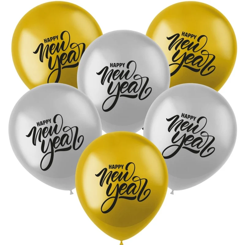 Happy New Year Ballonnen 33cm 6st