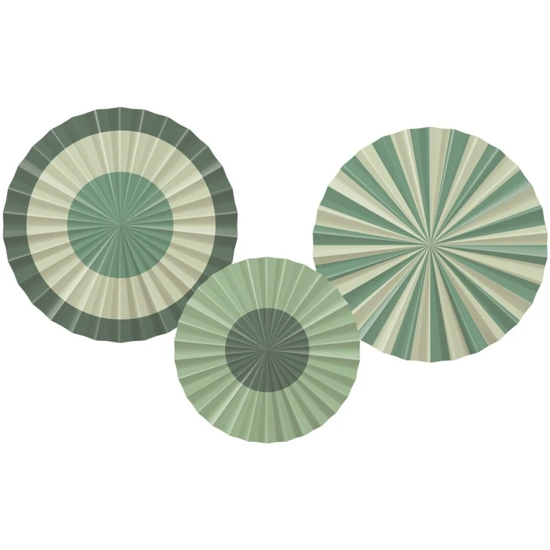 Groene Papieren Waaiers 35cm 3st