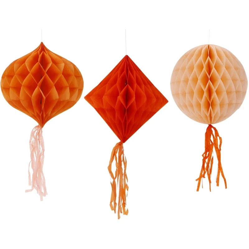 Oranje Honeycombs 30cm 3st