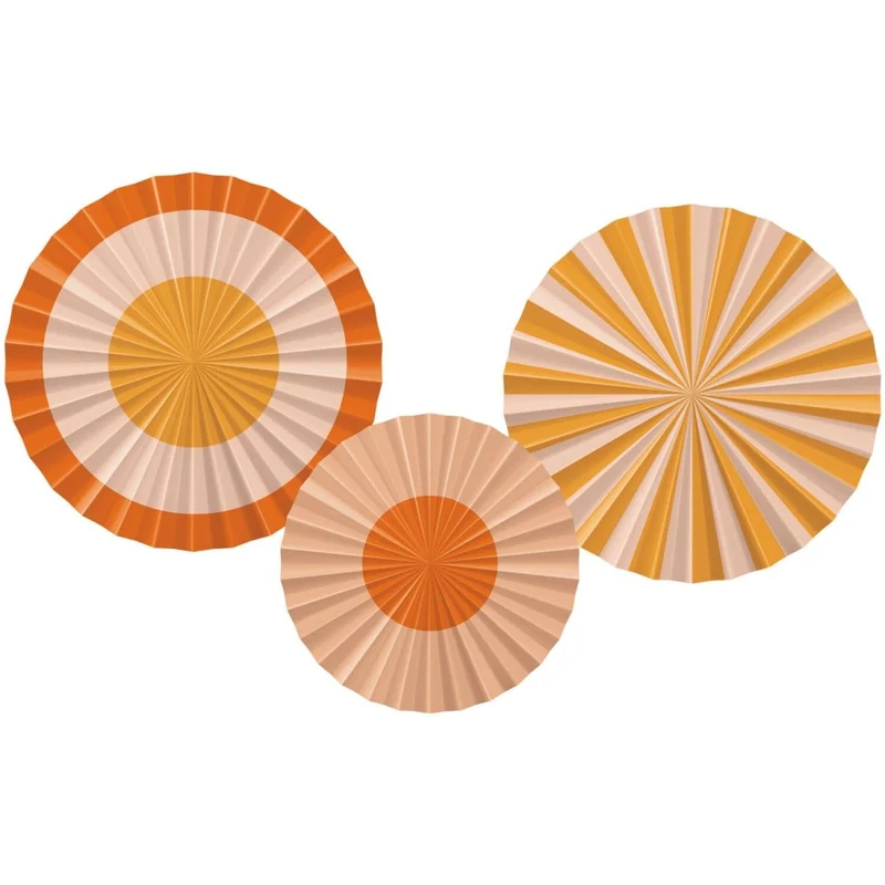Oranje Papieren Waaiers 35cm 3st