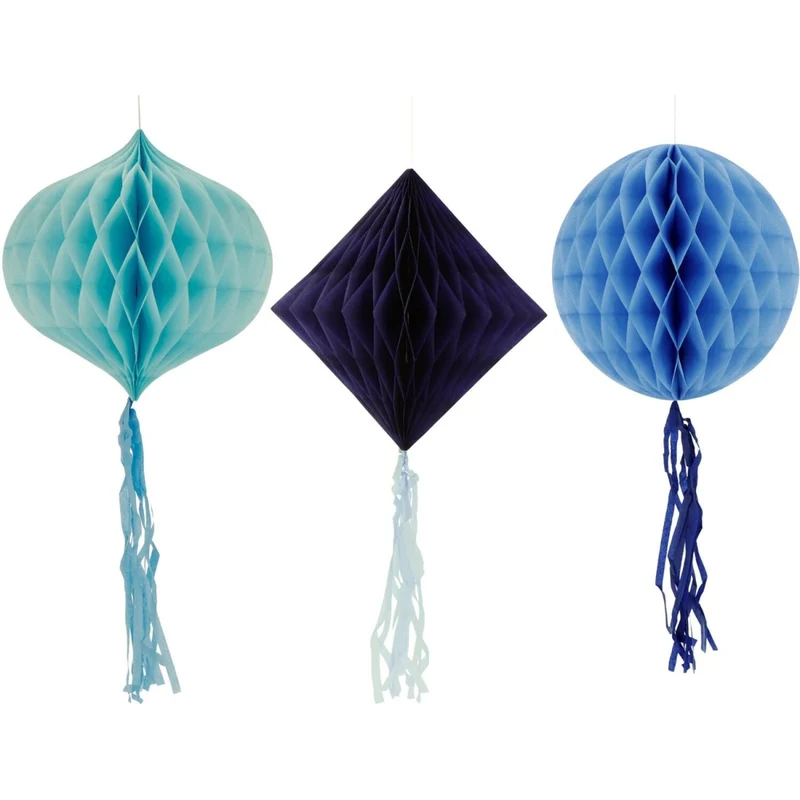 Blauwe Honeycombs 30cm 3st