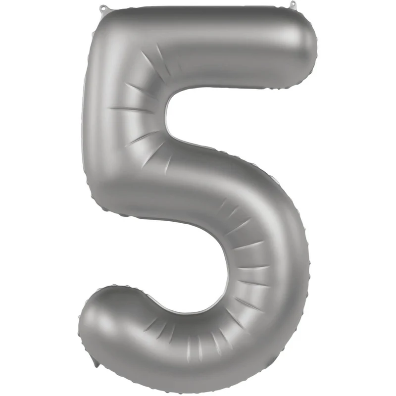 5 Jaar Cijfer Ballon Zilver 86cm