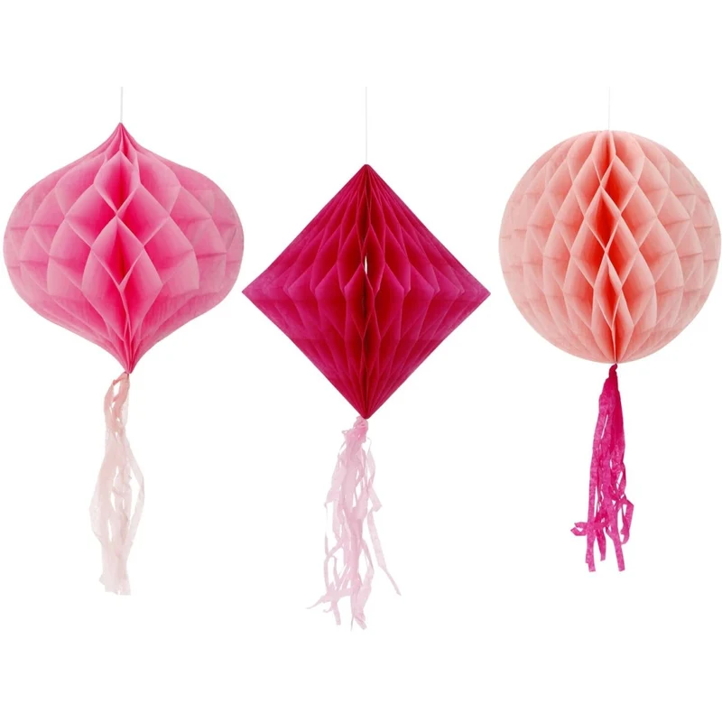 Roze Honeycombs 30cm 3st