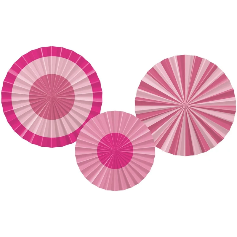 Roze Papieren Waaiers 35cm 3st