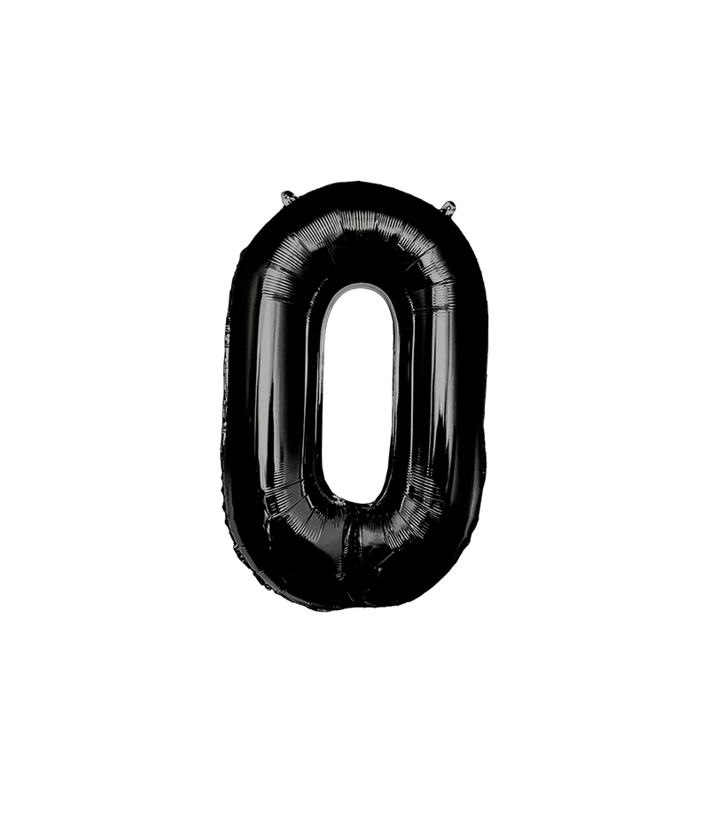 0 Jaar Cijfer Ballon Zwart 86cm