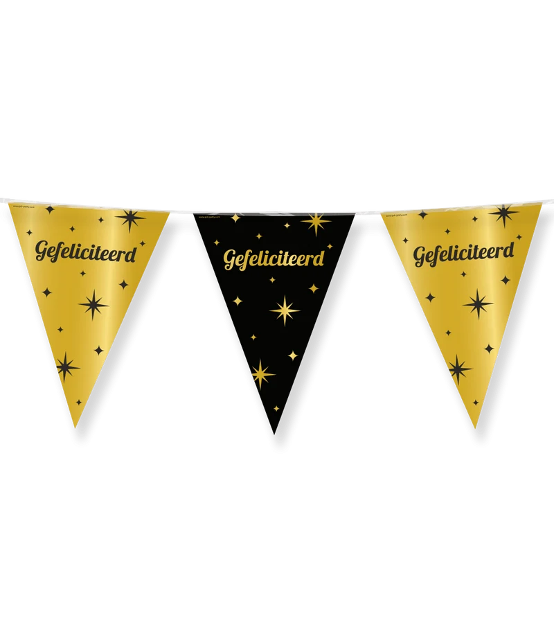 Gefeliciteerd Slinger Goud Zwart 10m