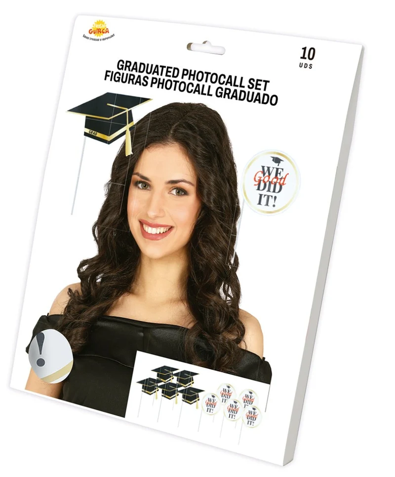 Geslaagd Photobooth Props Zwart Wit 10st
