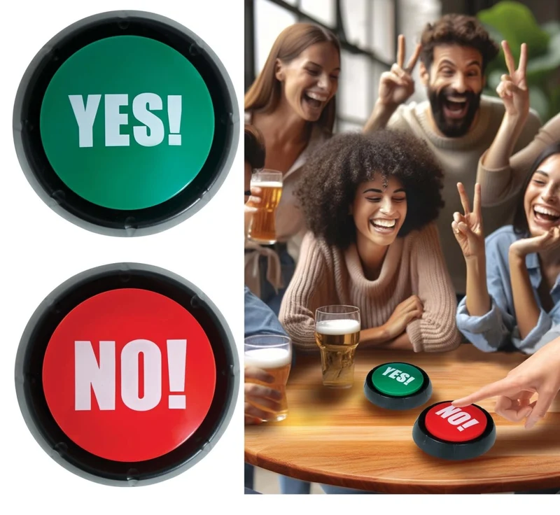 Rood Groene Button Yes! No! 9cm 2st