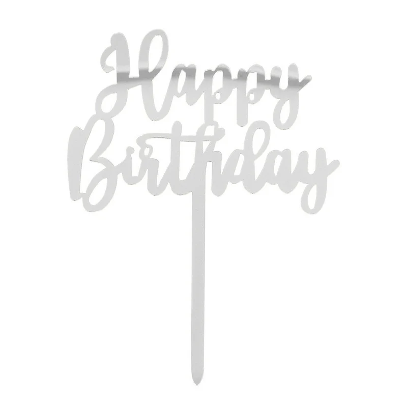 Zilveren Happy Birthday Taarttopper 15,5cm