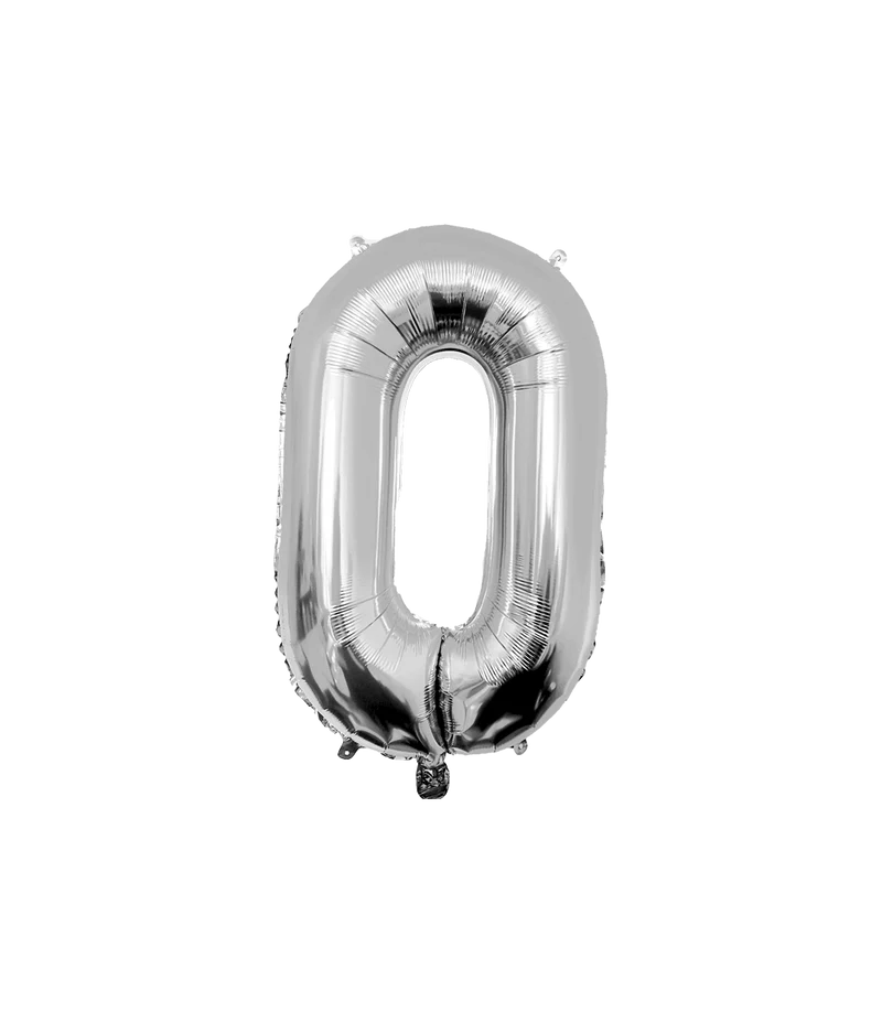 0 Jaar Cijfer Ballon Zilver Leeg 86cm