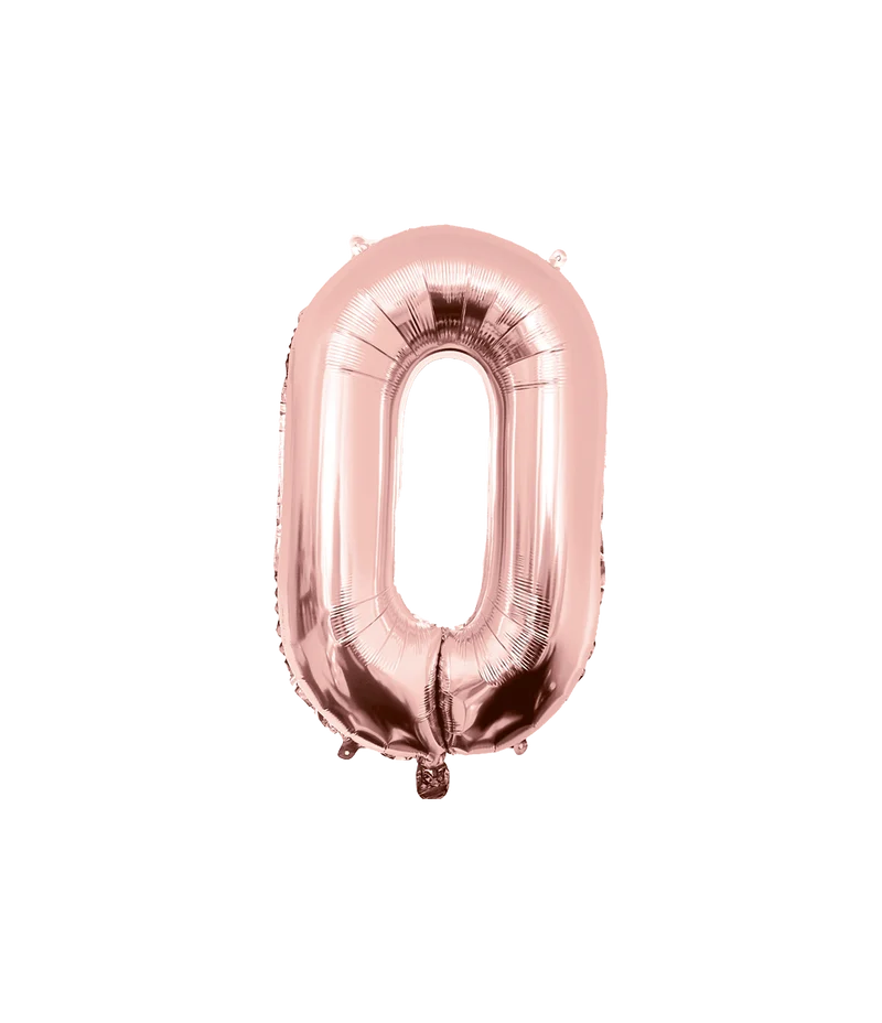 0 Jaar Cijfer Ballon Rose Goud Leeg 86cm