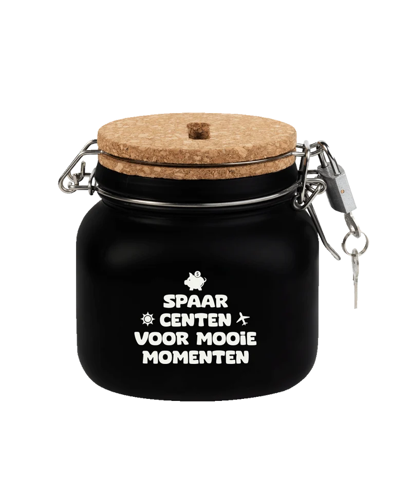 Zwarte Spaarpot Mooie Momenten 12,5cm