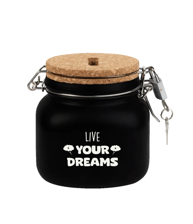 Zwarte Spaarpot Live Your Dreams 12,5cm