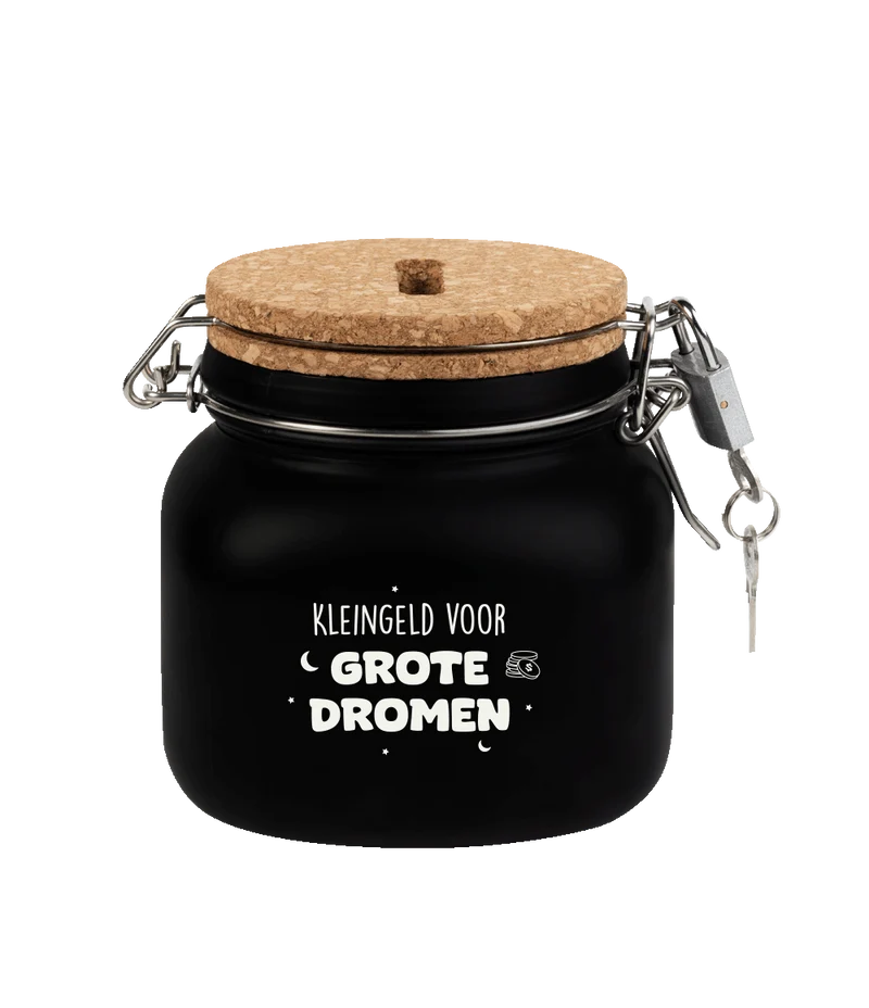 Zwarte Spaarpot Grote Dromen 12,5cm