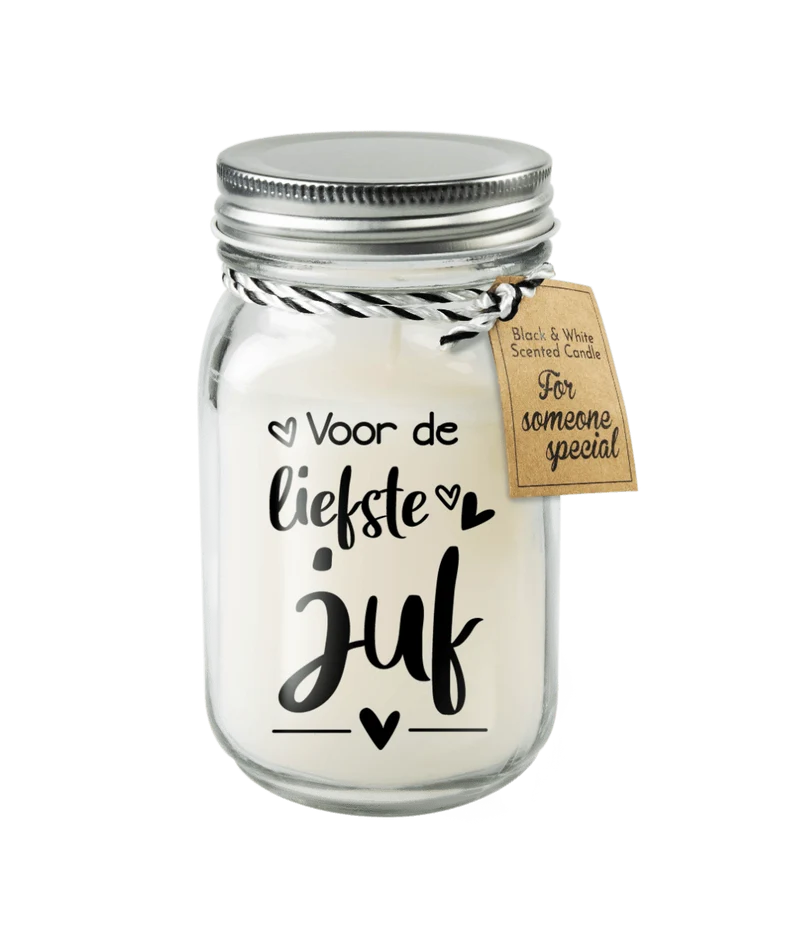 Zwart Witte Geurkaars Liefste Juf