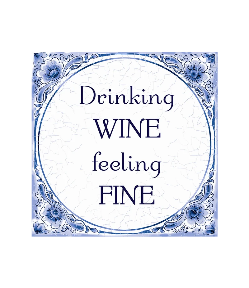 Drinking Wine Delftsblauw Tegel