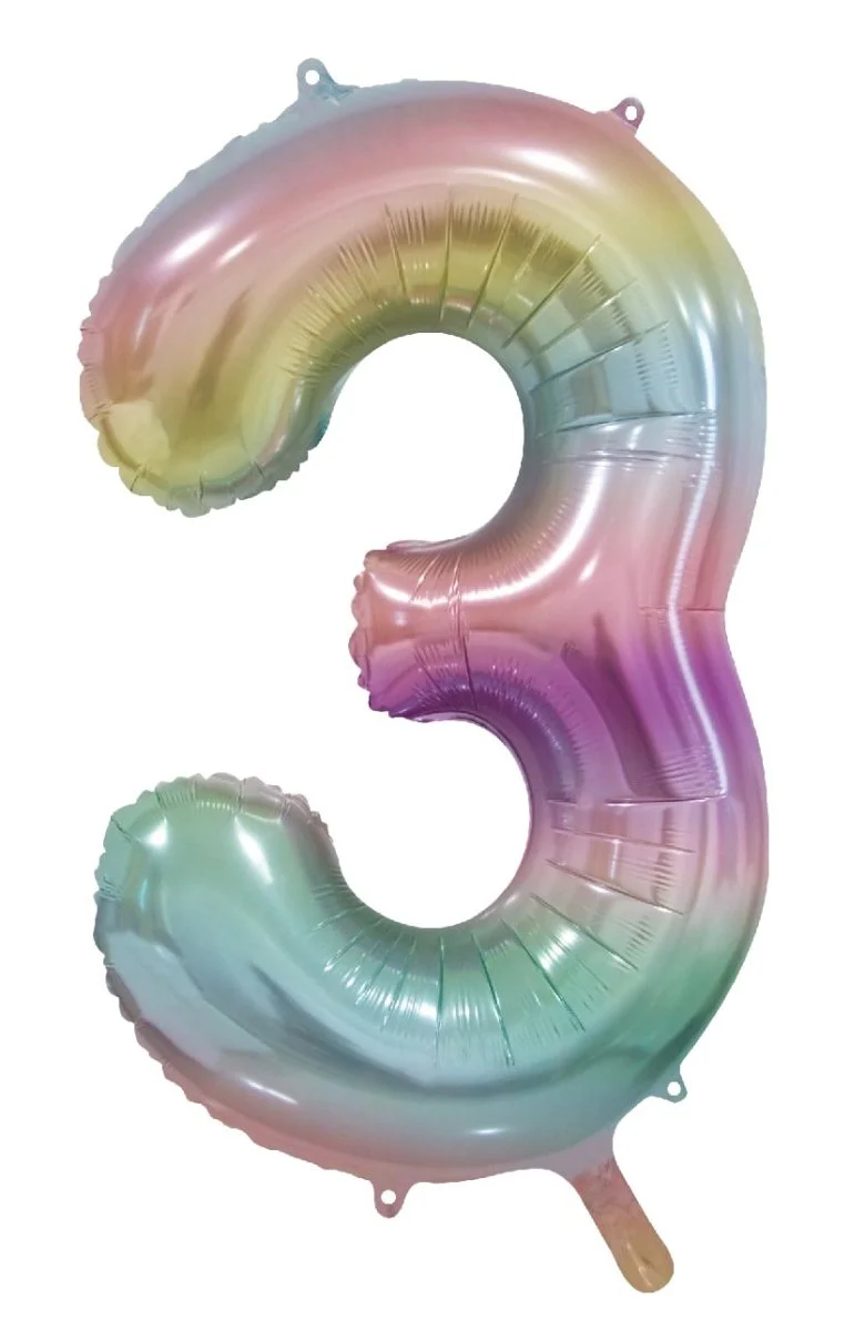 3 Jaar Helium Ballon Regenboog Pastel Leeg 86cm