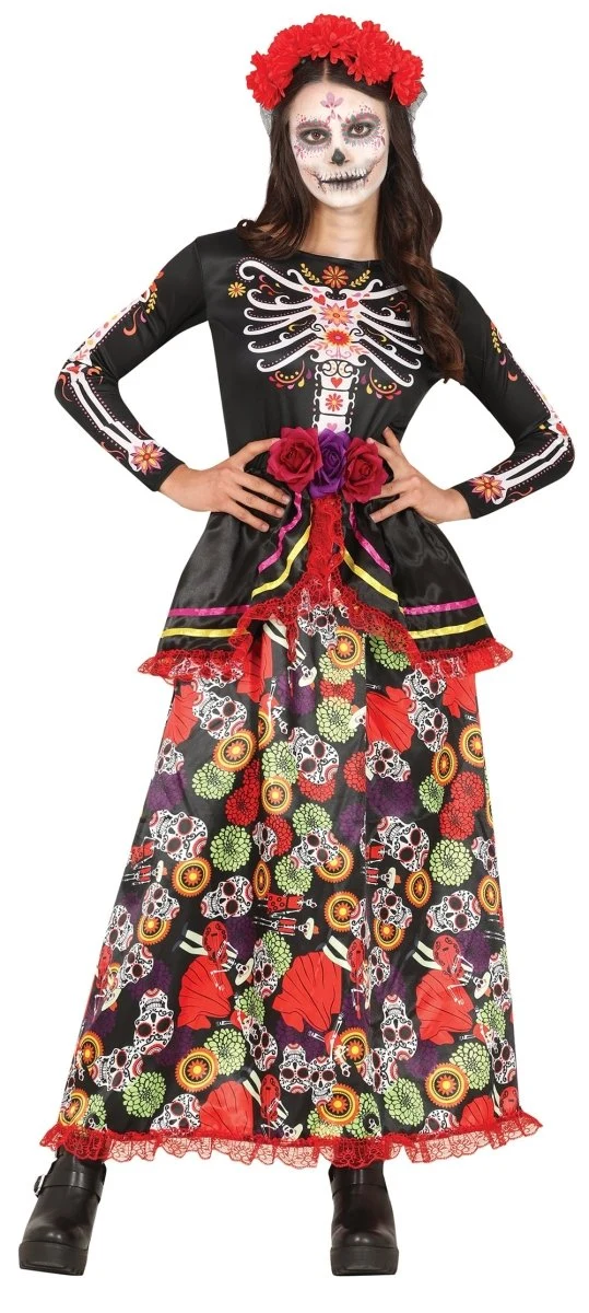 Dia De Los Muertos Jurk Gekleurd Dames