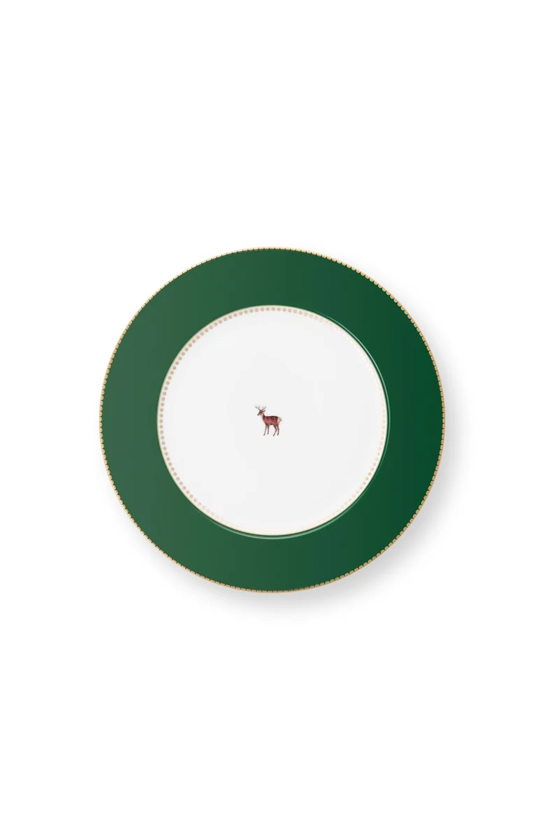 Pip Studio - Love Birds Deer Dark Green - Dinerbord - 26,5cm