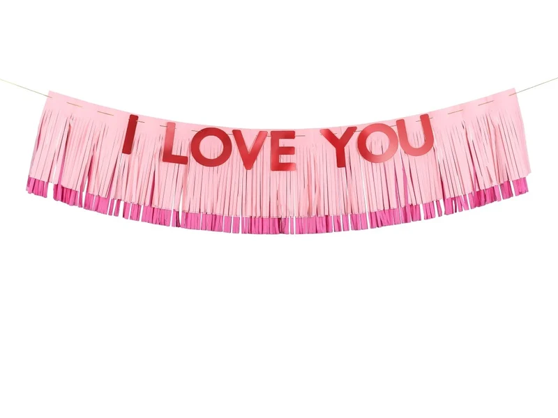 Rood Roze Banner I Love You 1,5m