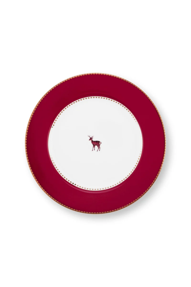 Pip Studio - Love Birds Deer Dark Red - Ontbijtbord - 21cm