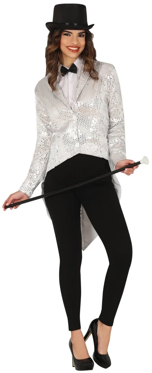 Zilveren Blazer Dames Pailletten