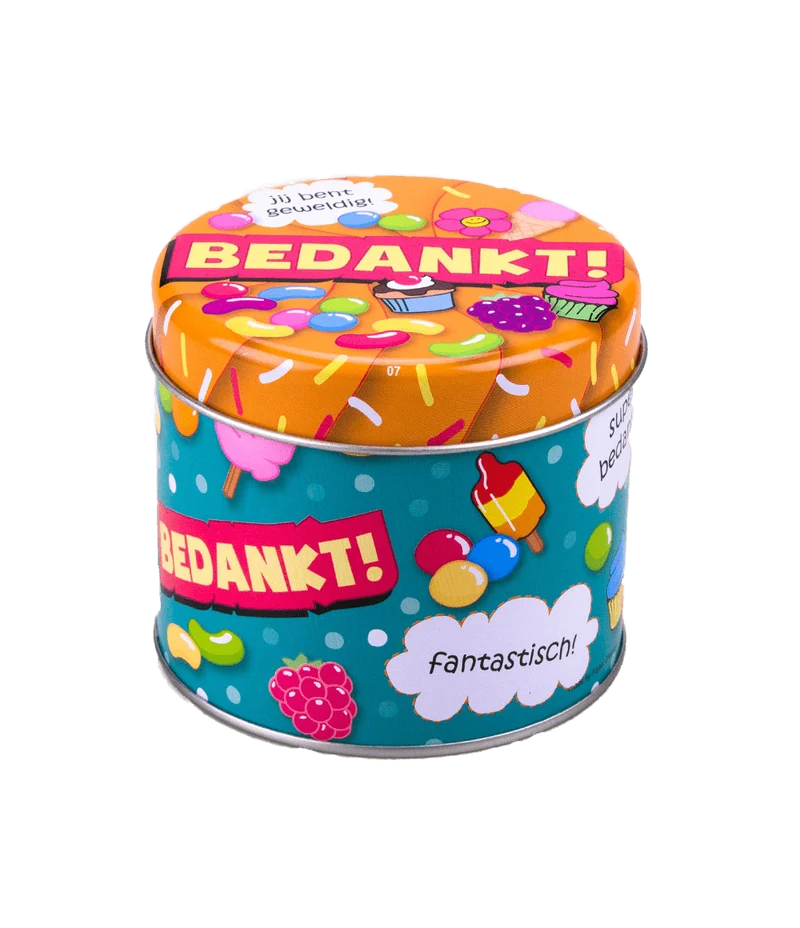 Snoepblik Bedankt 9cm