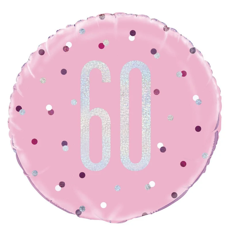 Helium Ballon 60 Jaar Roze 45cm leeg