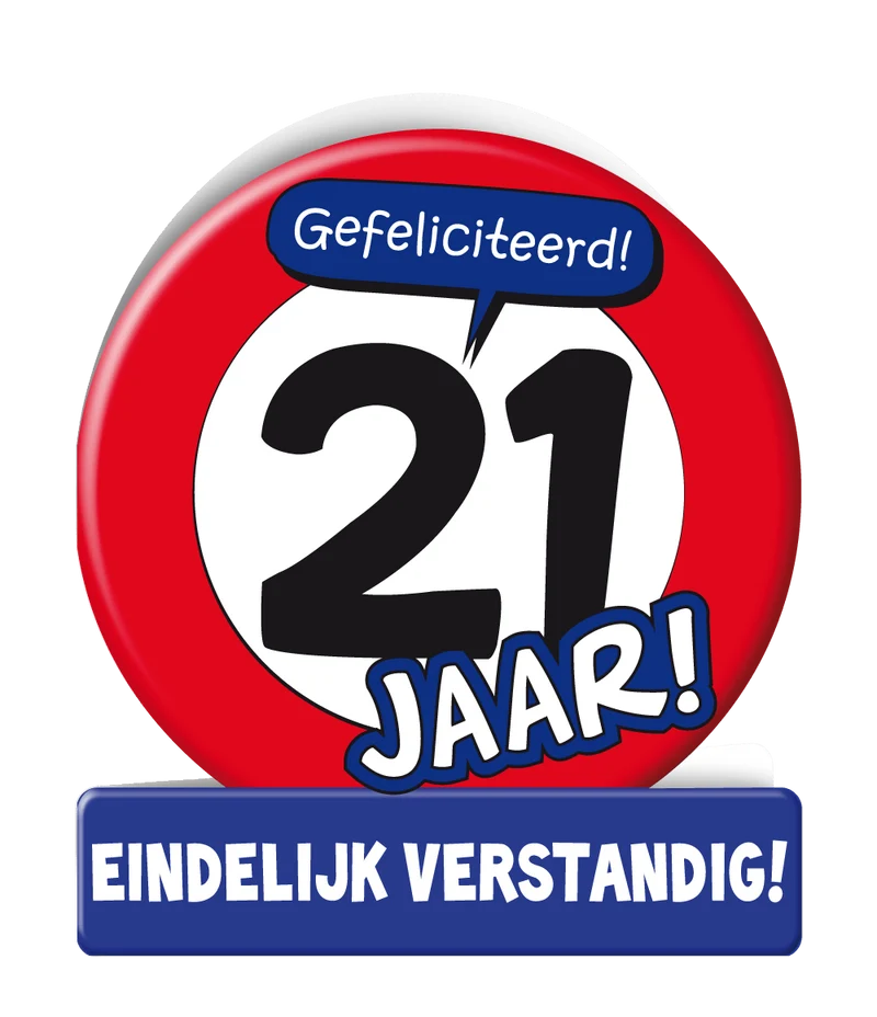 Verjaardagskaart 21 Jaar Verkeersbord 16,5cm