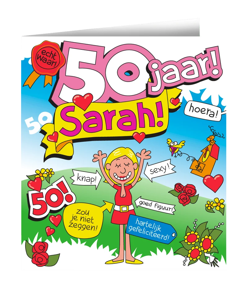 Verjaardagskaart Sarah Cartoon 16,5cm