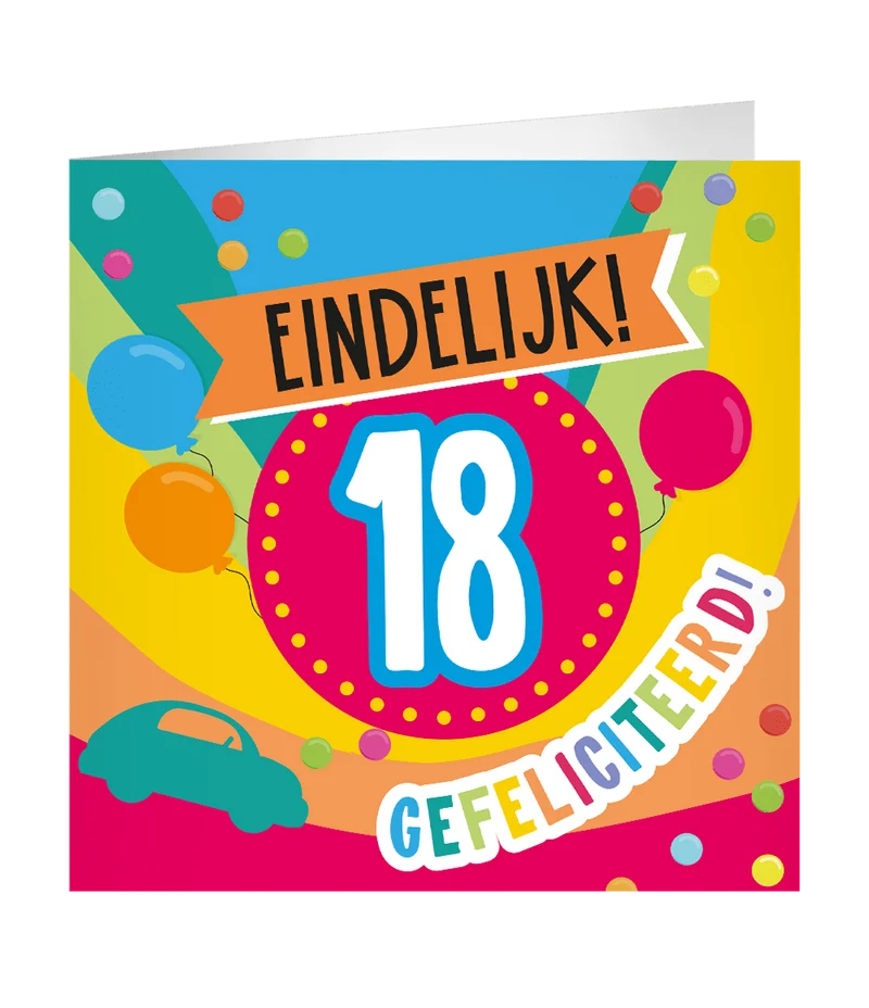 18 Jaar Wenskaart 23cm