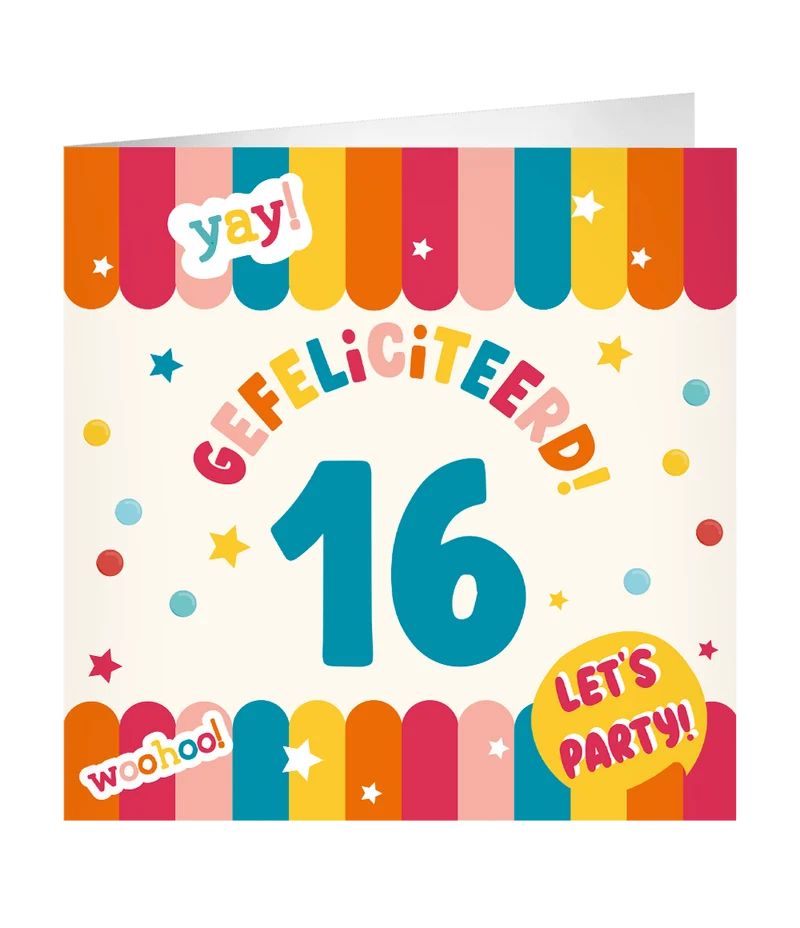 16 Jaar Wenskaart 23cm