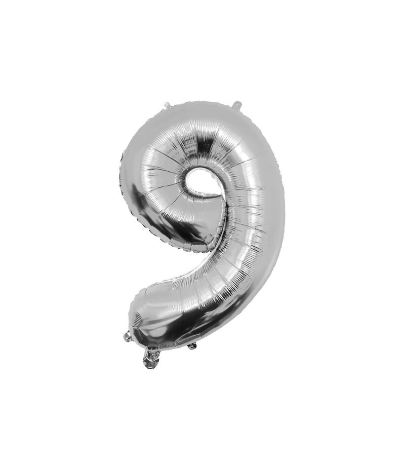 9 Jaar Cijfer Ballon Zilver Leeg 86cm