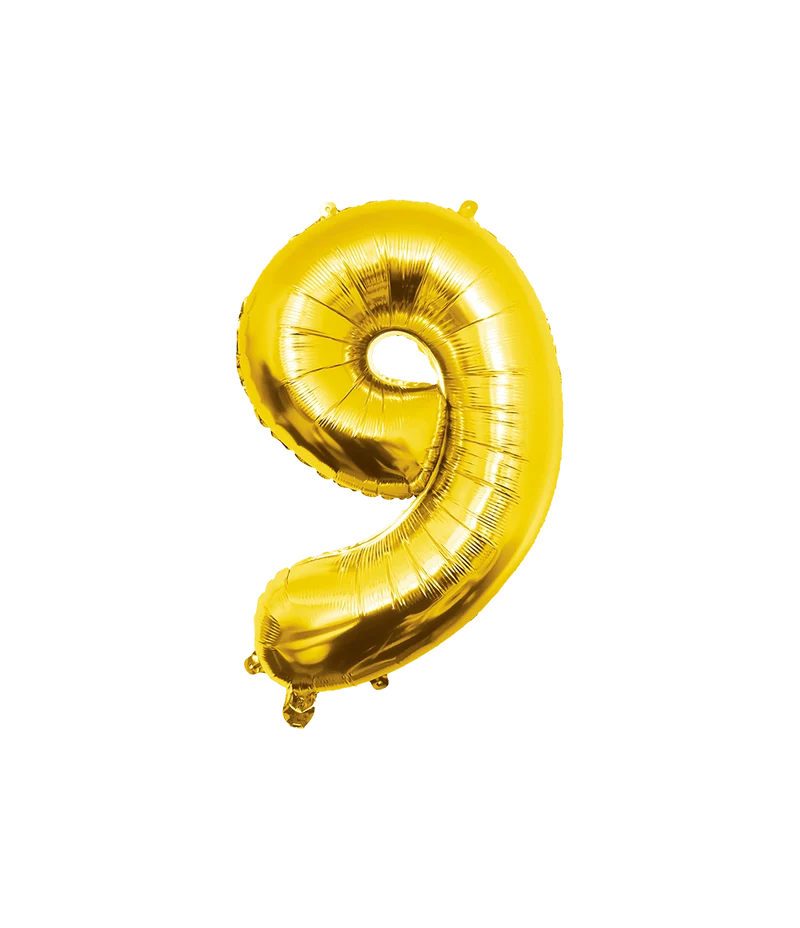 9 Jaar Cijfer Ballon Goud Leeg 86cm