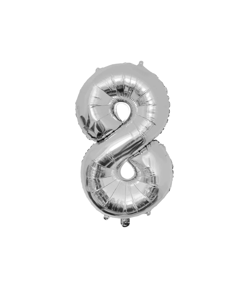 8 Jaar Cijfer Ballon Zilver Leeg 86cm
