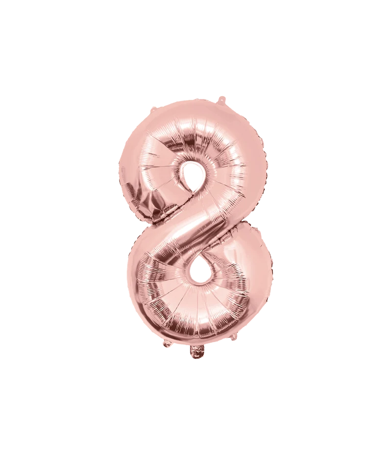 8 Jaar Cijfer Ballon Rose Goud Leeg 86cm