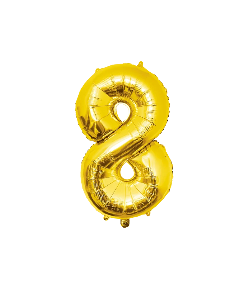 8 Jaar Cijfer Ballon Goud Leeg 86cm