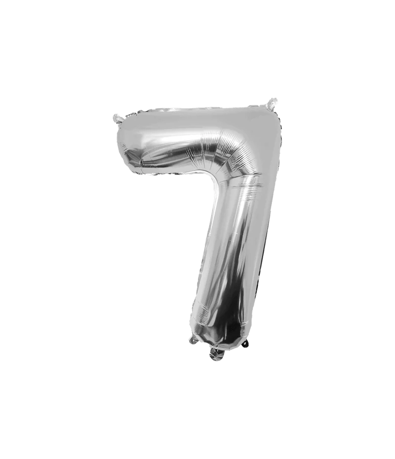 7 Jaar Cijfer Ballon Zilver Leeg 86cm