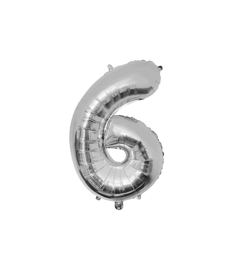 6 Jaar Cijfer Ballon Zilver Leeg 86cm