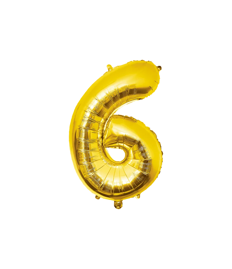 6 Jaar Cijfer Ballon Goud Leeg 86cm