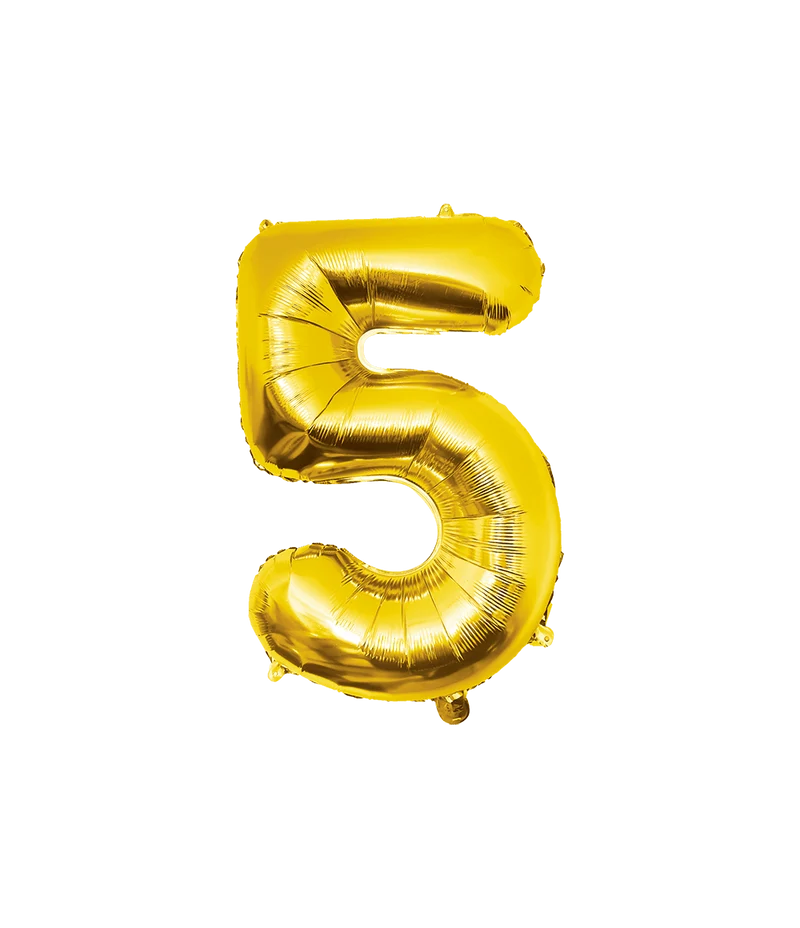5 Jaar Cijfer Ballon Goud Leeg 86cm