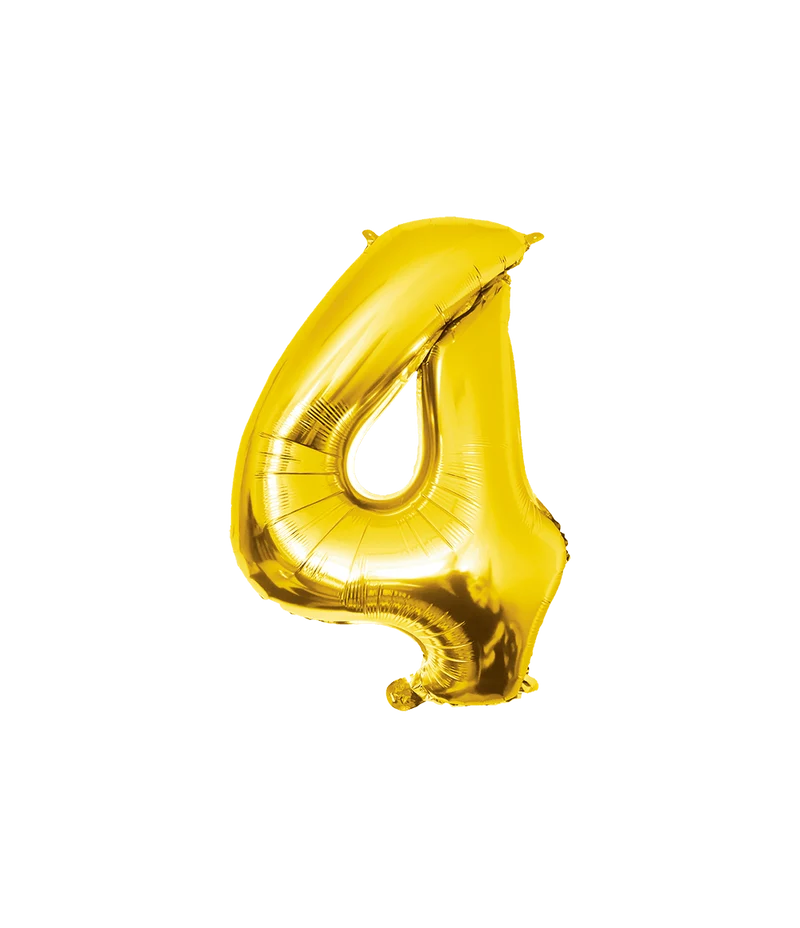 4 Jaar Cijfer Ballon Goud Leeg 86cm