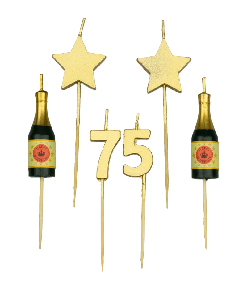 Kaarsjes 75 Jaar Champagne 17,5cm