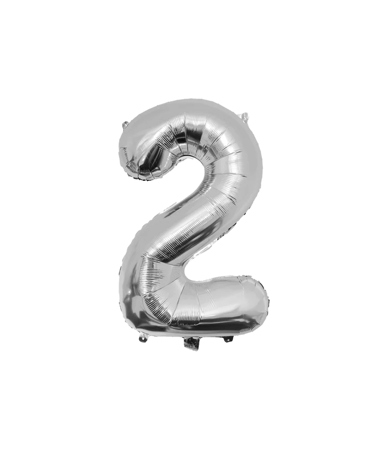 2 Jaar Cijfer Ballon Zilver Leeg 86cm